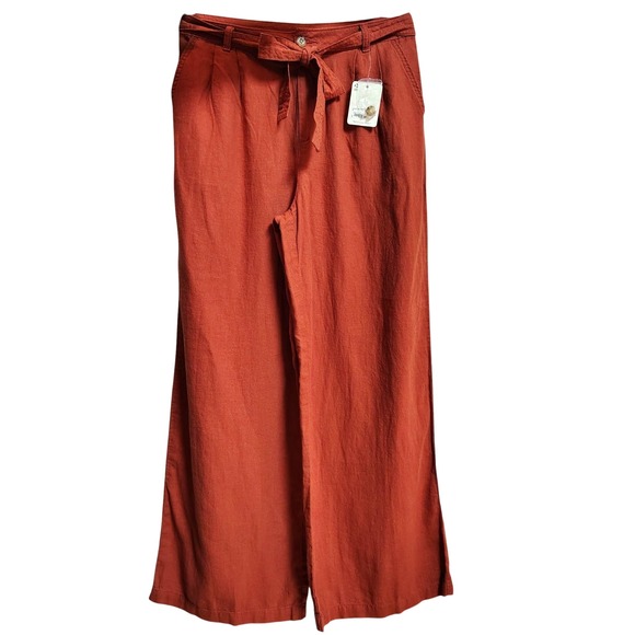 A.N.A Pants Womens Sz 6 "Baked Clay" Linen Blend Wide-Leg Comfort Beach Coastal - Picture 2 of 11